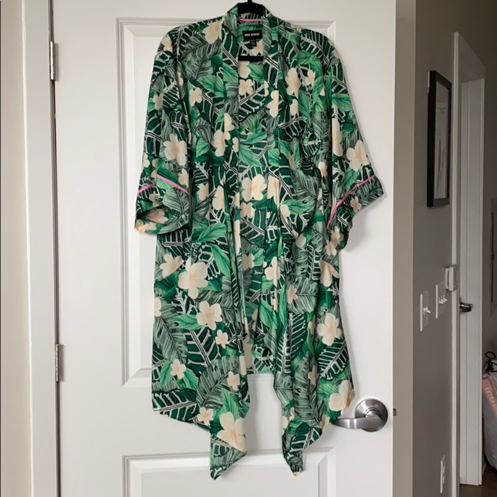 tropical print silky cardigan
